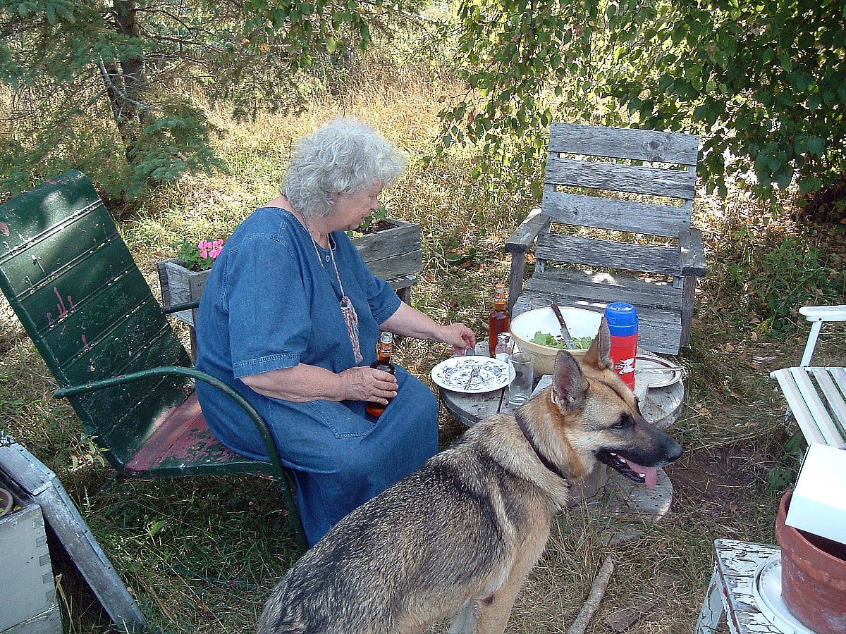 Hedy Muysson with Sage the dog