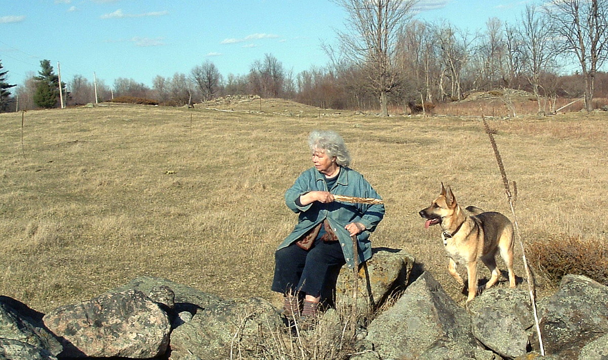 Hedy Muysson throwing stick for her dog